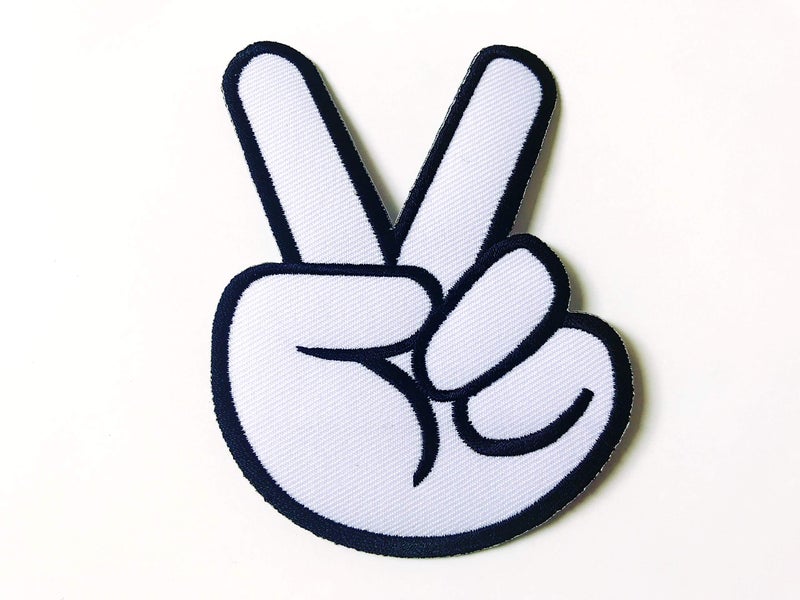 Tyga_Thai TH Two Fingers Peace Victory Sign White Color Logo Patches Sew Iron on Embroidered Applique Badge Sign Patch Clothing Costume - Image 1